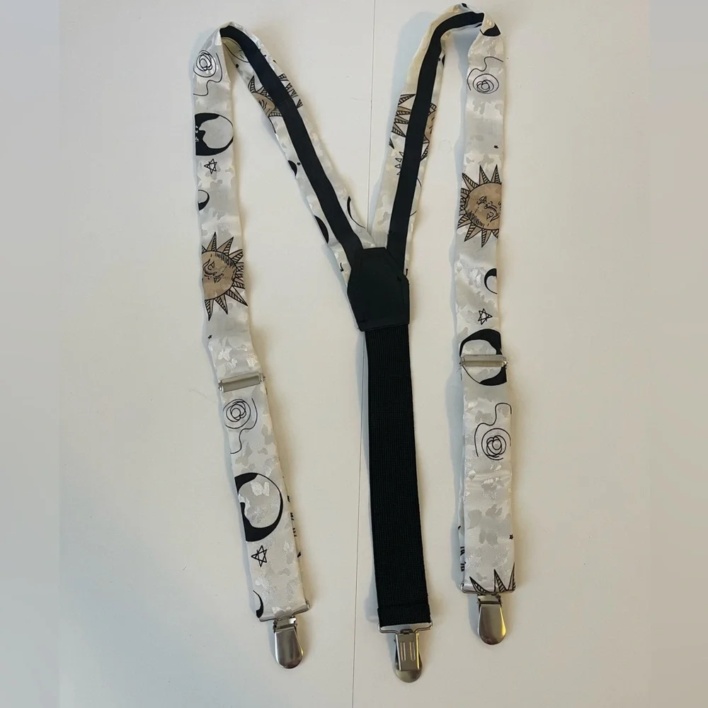 Celestial Sun Moon Stars Silk Suspenders